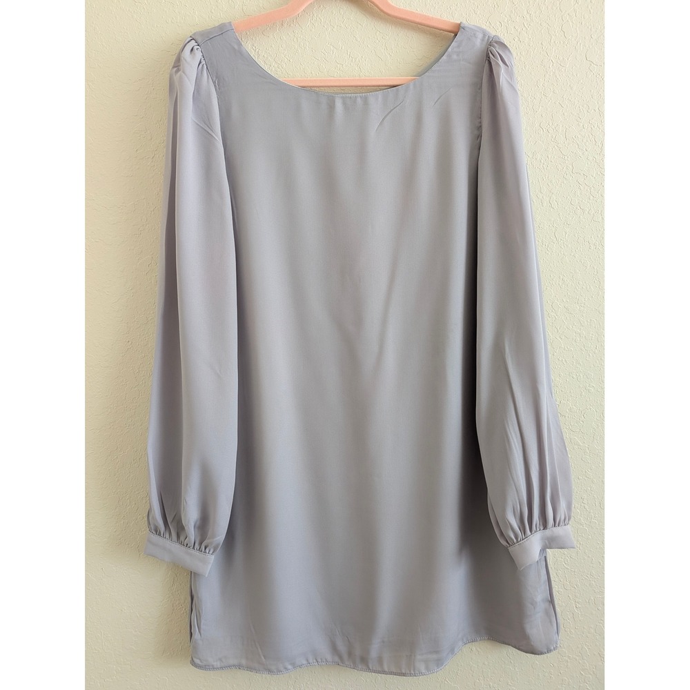 Lulus Light Grey Long Bishop Sleeve Shift Mini Dress NWT Size Small